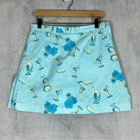 KT Golf Skort Size Zipper Sz 14 Cotton Pockets Pleats Summer Print Keneth Tool - Picture 1 of 13
